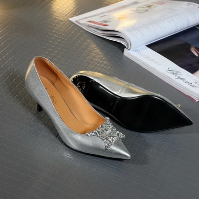 RV Shallow mouth kitten heel Shoes Women--002